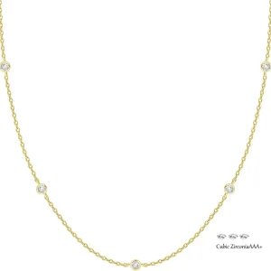 K Gold Plated Station Necklace Silver Plated Diamond Necklace For Women Simulated Diamond Necklaces Gift for Women CZ Chain
