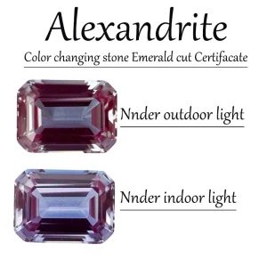 emerald Shape Lab Grown Alexandrite Color Changing Stone DIY Ring Necklace Earrings Main Materials with Certificate Wholesale