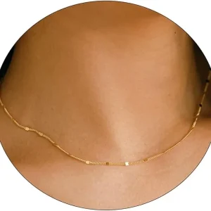 K Gold/Silver Plated Satellite Choker Shining Dots Station Chain Sparkle Chain Necklace Link Chain Exquisite Jewelry for women