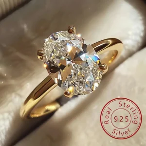 925 Sterling Silver 1-8Ct Zircon Gorgeous Shiny Oval Stone Ring for Women Engagement Wedding Luxury High Quality Fine Jewelry