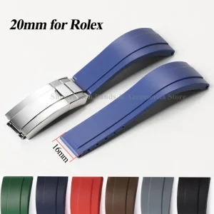 20mm Rubber Watch Strap for Rolex for Submariner for Daytona Metal Folding Buckle Waterproof Wrist Band Diver Silicone Bracelet