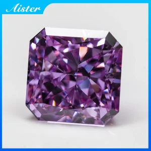 Purple Square Crushed Ice Cut Cubic Zirconia High Carbon Diamond Lab Zircon CZ 4K Cutting 5A+ Quality for Jewelry Making