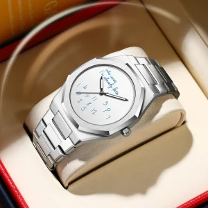 BESTWIN Light Luxury Fashion Round Dial Business Office Men's Quartz Waterproof Watch Stainless Steel Strap Casual And Simple