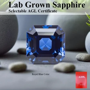 Royal Blue Color Lab Grown Sapphire Asscher Cut Loose Gemstone For DIY Jewelry Making Selectable AGL Certificate