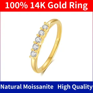 100% Real 14k Gold Ring Wedding Band Moissanite Diamond Promise K Gold Gifts For Women High Quality Luxury Engagement Jewelry