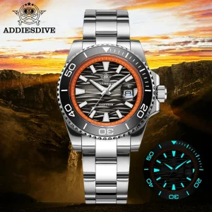 ADDIESDIVE 41mm Luxury Men's Analog Watch 200m Water Resistant with Date Magnifier BGW9 Blue Luminous Watches Men's Quartz Watch