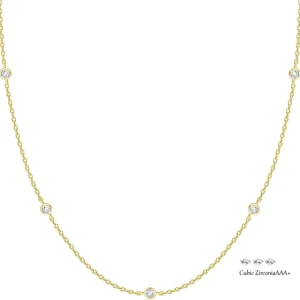 K Gold Plated Station Necklace Silver Plated Diamond Necklace For Women Simulated Diamond Necklaces Gift for Women CZ Chain