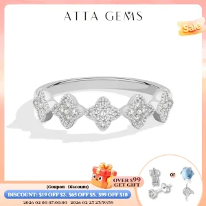 ATTAGEMS D VVS1 Synthetic Round Moissanite Rings 925 Sterling Silver Wedding Classic Ring Luxury Brands Woman 2026 High Quality