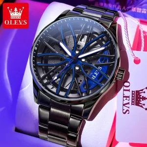 OLEVS 9937 Luxury Men's Watch Waterproof Rotary Sport Car Rim Man Quartz Watch High Quality Fashion Best Selling Luminous Watch